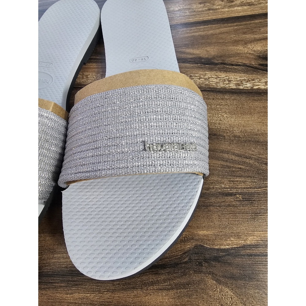 Havaianas You Malta Metallic‎ Slide Sandal Women's Metallic Ice Grey Size 9/10W - Picture 7 of 11
